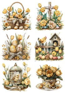 Papier klasyczny A4 do decoupage - Wielkanoc, pisanki, kwiaty, tulipany, dekoracje