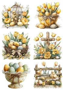 Papier klasyczny A4 do decoupage - Wielkanoc, pisanki, kwiaty, tulipany, dekoracje