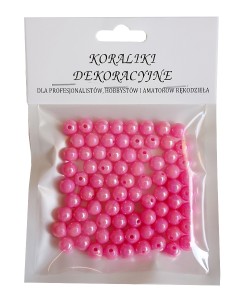 Koraliki plastikowe opalizujące 8mm 80szt różowe