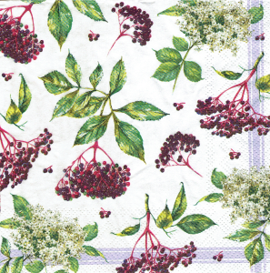 Serwetka decoupage 33x33 cm - bez czarny, zioła, kwiaty, owoce, liście