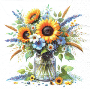 Serwetka decoupage 33x33 cm - kwiaty, kwiatki, bukiet, słoneczniki