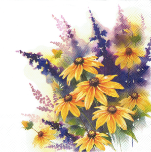 Serwetka decoupage 33x33 cm - kwiaty, kwiatki, jeżówki