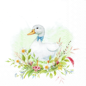Serwetka decoupage 33x33 cm - kaczka, kaczuszka, kwiaty