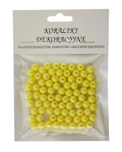 Koraliki plastikowe opalizujące 8mm 80szt żółte