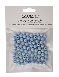 Koraliki plastikowe opalizujące 8mm 80szt niebieskie