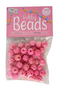 Koraliki plastikowe malinki 11mm 45szt różowe
