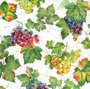 Serwetka decoupage mała 25x25cm - winogrona, owoce, liście