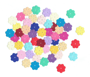 Scrapki papierowe kwiaty, kwiatki mix kolorów 18mm 50 sztuk