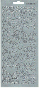 Stickersy, naklejki srebrne 10x23cm - serca, serduszka