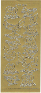 Stickersy, naklejki złote 10x23cm - ptaki, gołębie, gołąbki