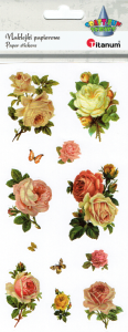 Naklejki, stickersy, nalepki papierowe - kwiaty, róże, motyle
