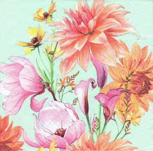 Serwetka decoupage 33x33 cm - kwiaty, kwiatki, dalie