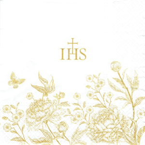 Serwetka decoupage 33x33 cm - IHS, Komunia kwiaty