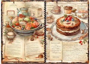 Papier ryżowy A4 Artando do decoupage - ciastka, owoce, napisy, vintage