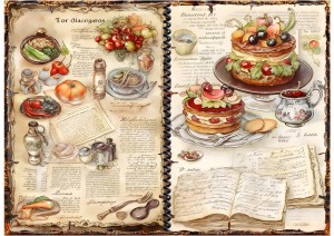 Papier ryżowy A4 Artando do decoupage - ciastka, owoce, napisy, vintage