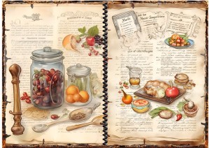 Papier ryżowy A4 Artando do decoupage - ciastka, owoce, napisy, vintage