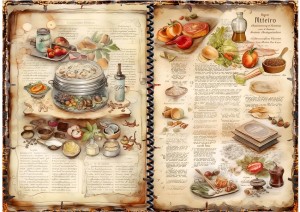 Papier ryżowy A4 Artando do decoupage - potrawy, przyprawy, owoce, napisy, vintage