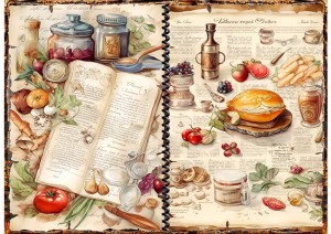 Papier ryżowy A4 Artando do decoupage - potrawy, przyprawy, owoce, napisy, vintage