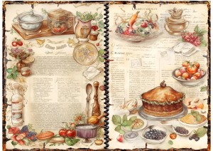 Papier ryżowy A4 Artando do decoupage - potrawy, przyprawy, owoce, napisy, vintage