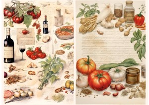 Papier ryżowy A4 Artando do decoupage - warzywa, pomidory, zioła, przyprawy, napisy