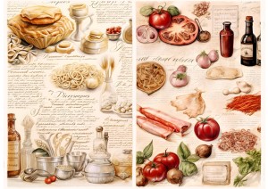 Papier ryżowy A4 Artando do decoupage - warzywa, pomidory, zioła, przyprawy, napisy