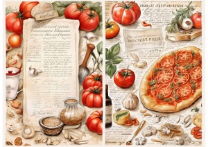 Papier ryżowy A4 Artando do decoupage - warzywa, pomidory, zioła, przyprawy, napisy