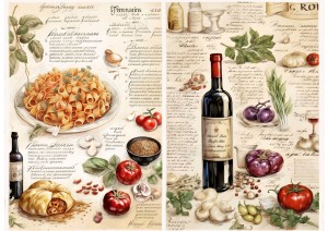 Papier ryżowy A4 Artando do decoupage - warzywa, pomidory, zioła, przyprawy, napisy 