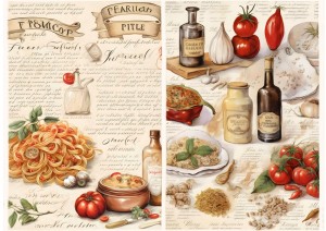 Papier ryżowy A4 Artando do decoupage - warzywa, pomidory, zioła, przyprawy, napisy