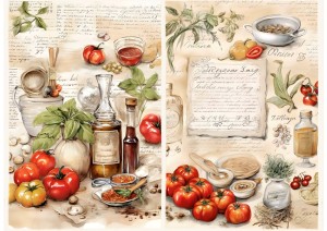 Papier ryżowy A4 Artando do decoupage - warzywa, pomidory, zioła, przyprawy, napisy