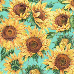 Serwetka decoupage 33x33 cm - kwiaty, słoneczniki