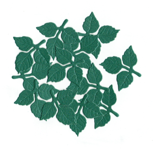 Scrapki papierowe zielone perłowe liście, listki 12 sztuk