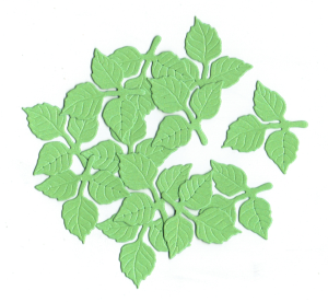 Scrapki papierowe jasnozielone perłowe liście, listki 12 sztuk