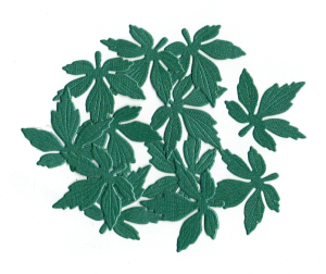 Scrapki papierowe zielone perłowe liście, listki 12 sztuk