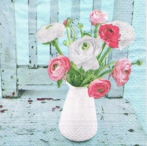 Serwetka decoupage 33x33 cm - kwiaty w wazonie, anemony