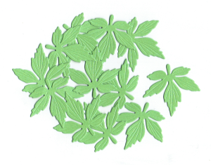 Scrapki papierowe jasnozielone perłowe liście, listki 12 sztuk