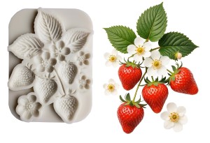 Foremka silikonowa - truskawki, owoce, kwiaty, liście