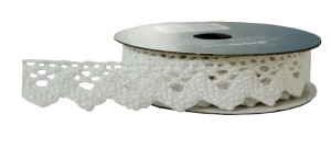 Koronka materiałowa biała 15mm 3m