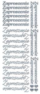 Stickersy, naklejki srebrne 10x24cm - Zaproszenie