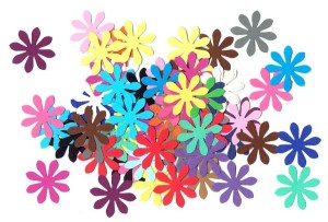 Scrapki papierowe kwiaty, kwiatki 25mm 50szt 