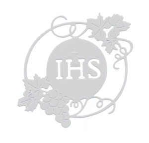 Scrapki papierowe IHS, Komunia, Hostia, białe - 5 sztuk