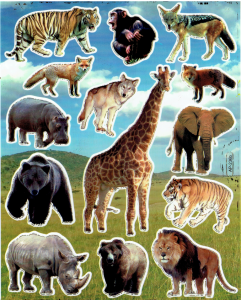 Naklejki foliowe płaskie 20x25cm arkusz - zwierzęta