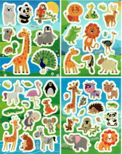 Naklejki foliowe płaskie 20x25cm arkusz - zwierzęta, ptaki