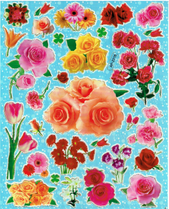 Naklejki foliowe płaskie 20x25cm arkusz - kwiaty, kwiatki, róże