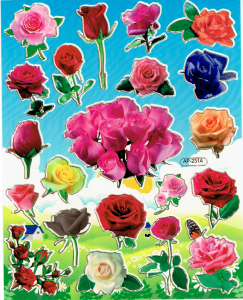 Naklejki foliowe płaskie 20x25cm arkusz - kwiaty, kwiatki, róże