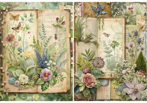 Papier ryżowy A4 Artando do decoupage - ogród, kwiaty, rośliny, napisy, Vintage