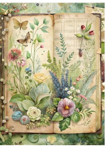 Papier ryżowy A4 Artando do decoupage - ogród, kwiaty, rośliny, napisy, Vintage