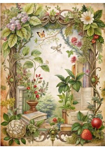 Papier ryżowy A4 Artando do decoupage - ogród, kwiaty, rośliny, zioła, napisy, Vintage