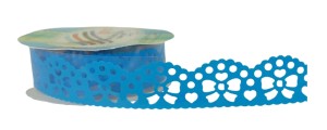 Koronka samoprzylepna kokardki 1m  - niebieska