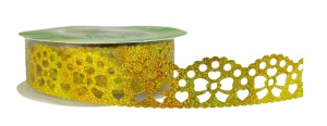 Koronka samoprzylepna metaliczna kokardki 1m - złota