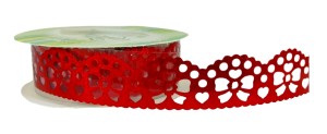 Koronka samoprzylepna metaliczna kokardki 1m - czerwona